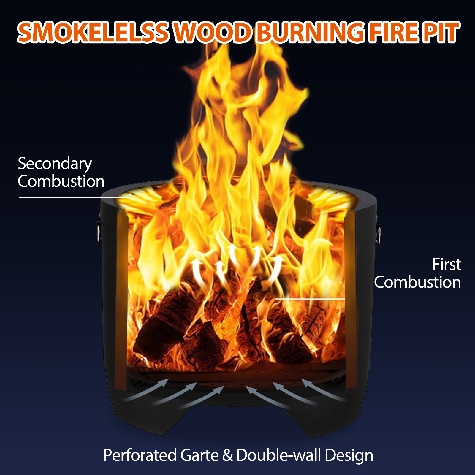 Fire Pit Wood Burning, Removable Ash Pan, Portable Camping, Smokeless