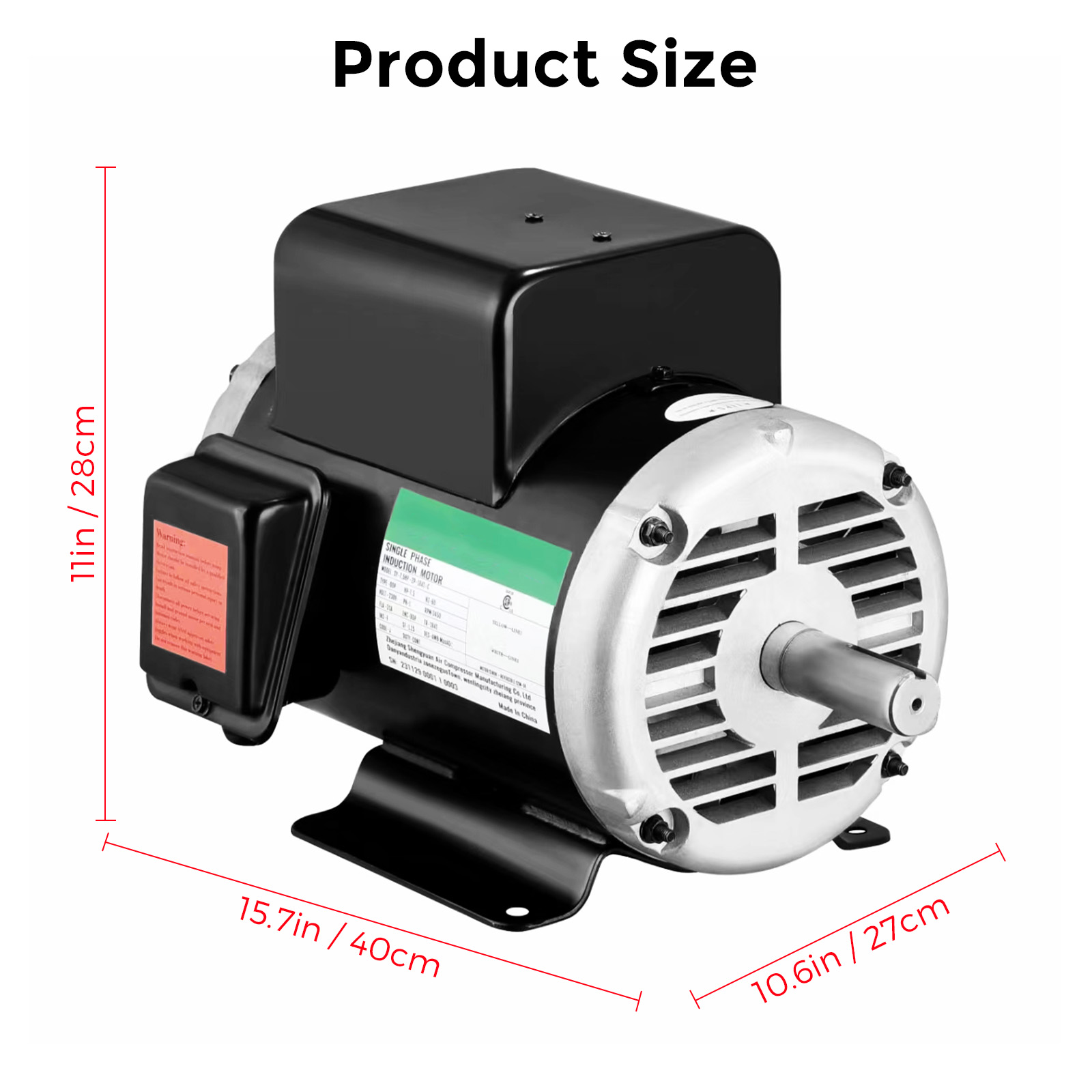 Air Compressor 2/5/7.5 HP Electric Motor 3450RPM 230V 56Frame Shaft CW/CCW