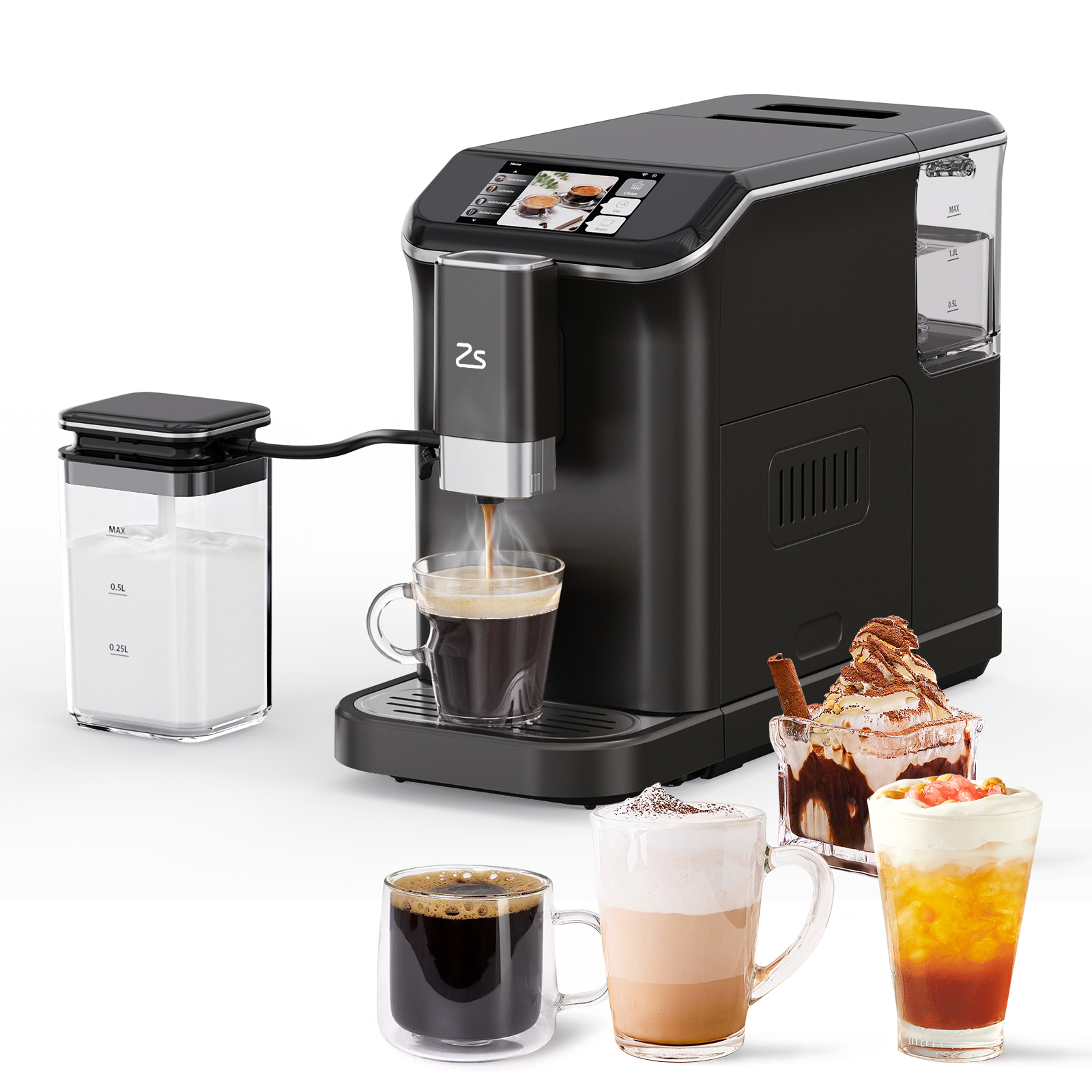 Coffee Espresso Machine with Automatic Milk Frother for Latte Built-in Grinder