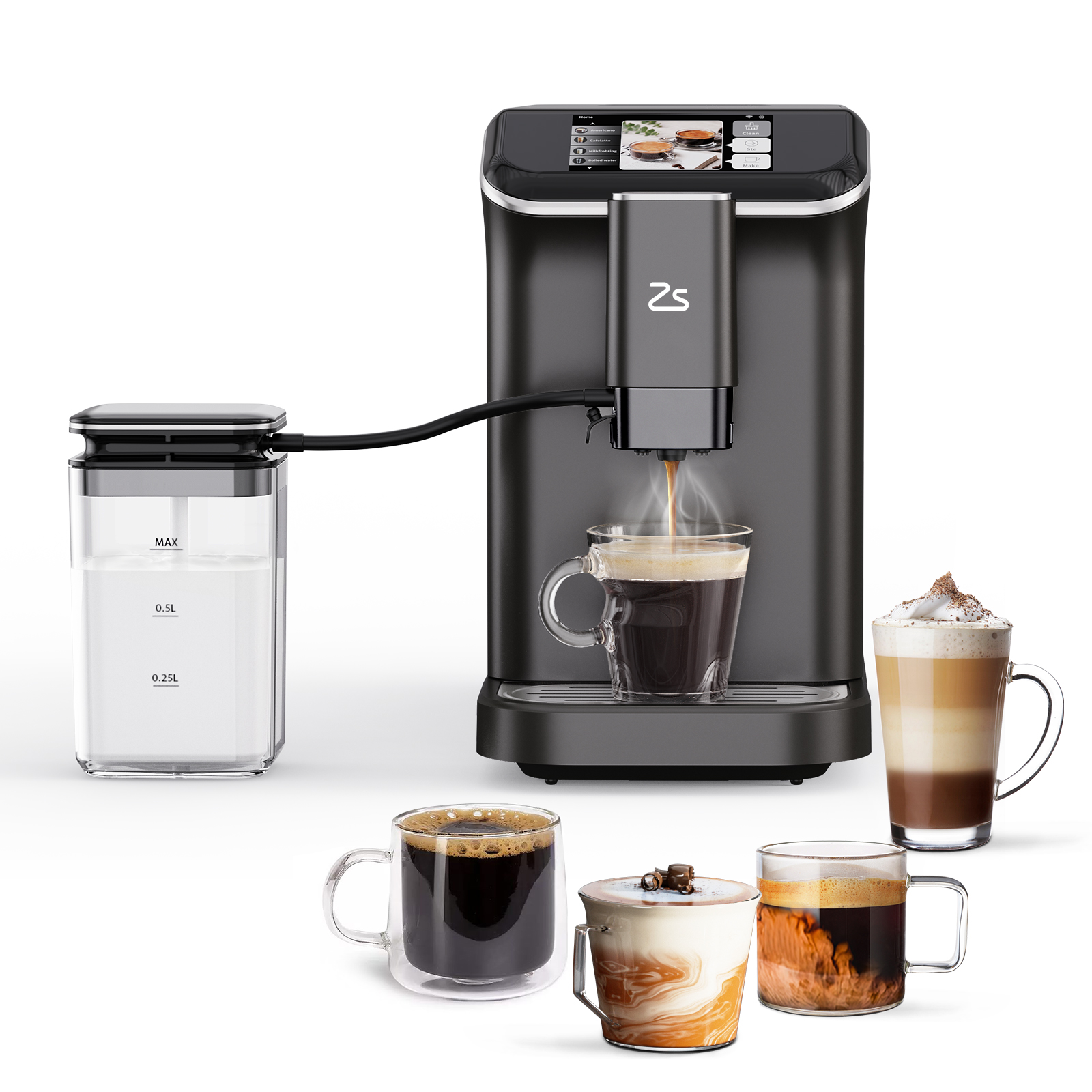 Coffee Espresso Machine with Automatic Milk Frother for Latte Built-in Grinder