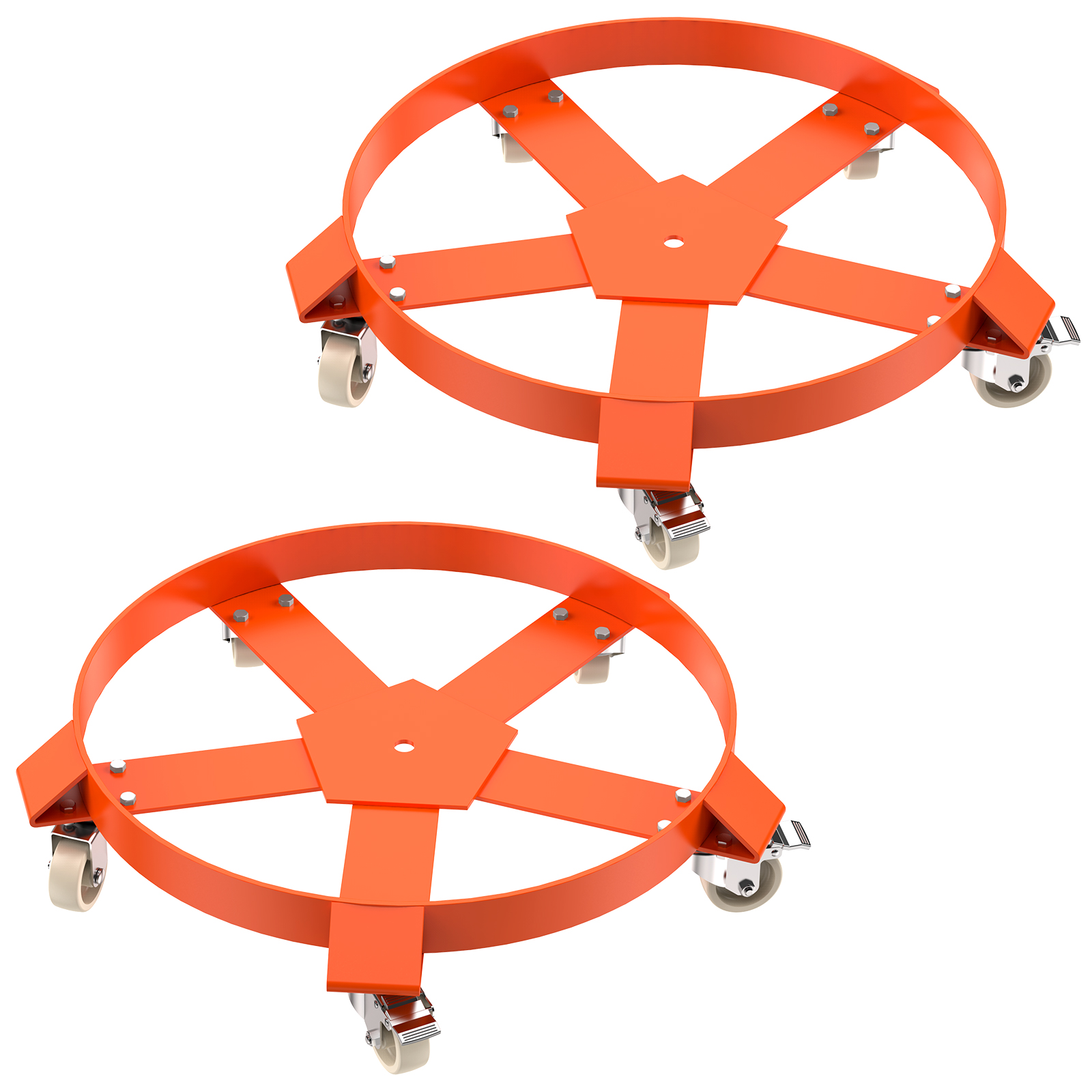 1/2 Pack 55 Gallon Drum Dolly 1250lbs 360° Swivel Casters Heavy Duty Steel Frame - Picture 9 of 10