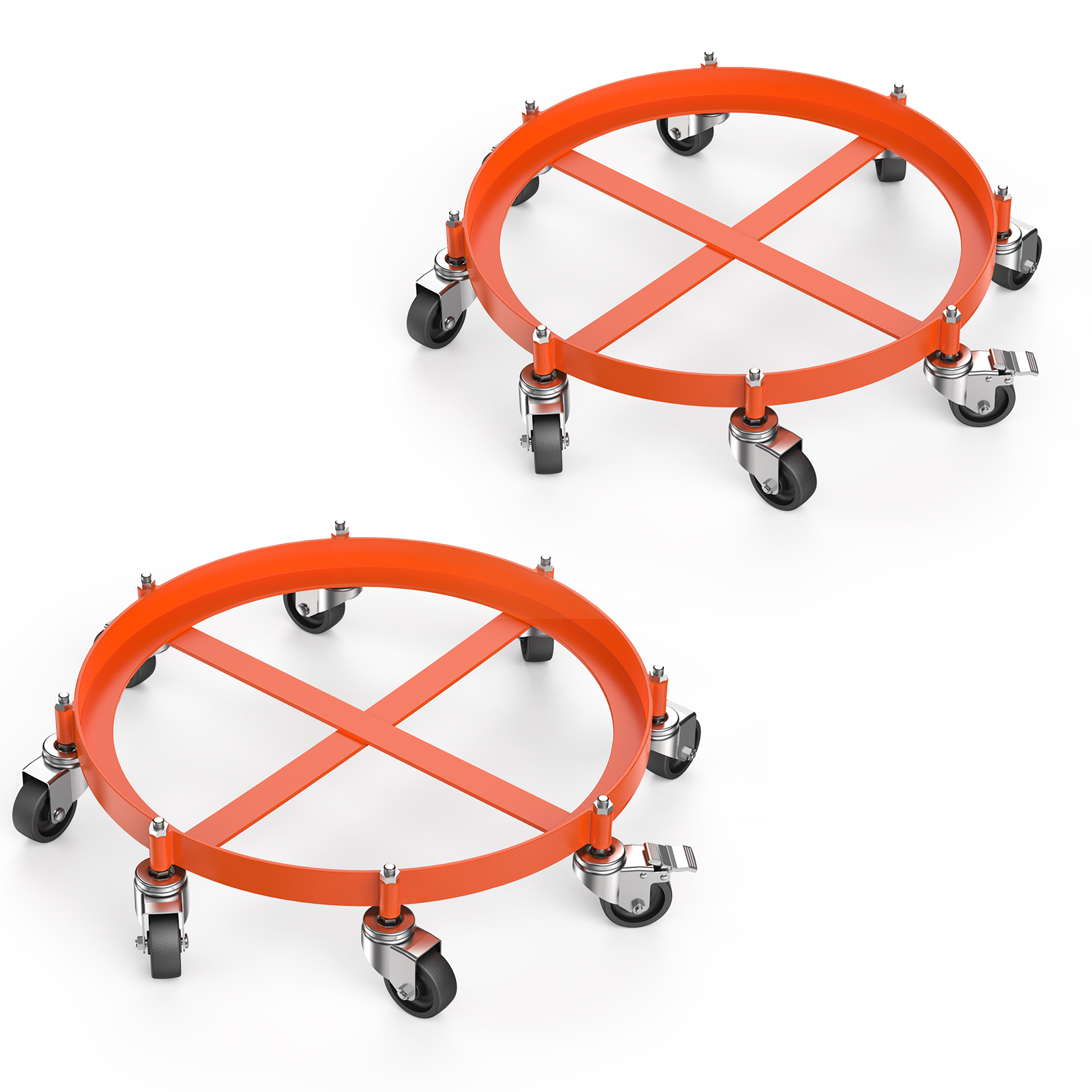 1/2 Pack 55 Gallon Drum Dolly 2000lbs 360° Swivel Casters Heavy Duty Steel Frame - Picture 9 of 10