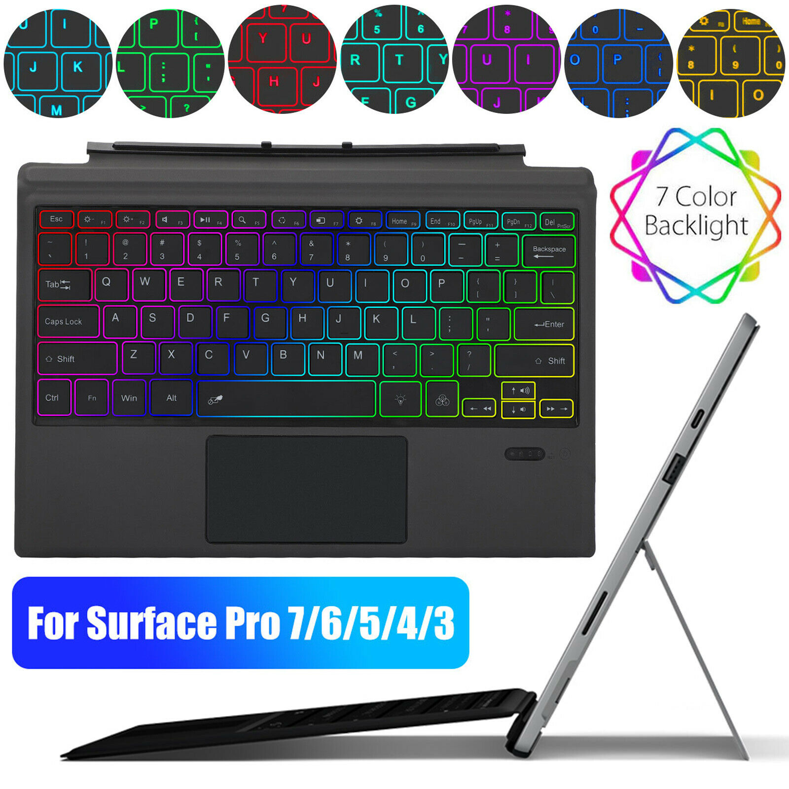 Wireless Bluetooth Keyboard With Touchpad For Microsoft Surface Pro 3 4 5 6 7 - Picture 23 of 24
