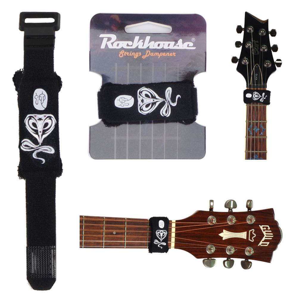 SAPHUE 2PCS Guitar String Mute Damper,Guitar String Cover Tape Musical Instrument Accessories（Black） Adjustable Bass Mute Fingerboard Mute Tape 