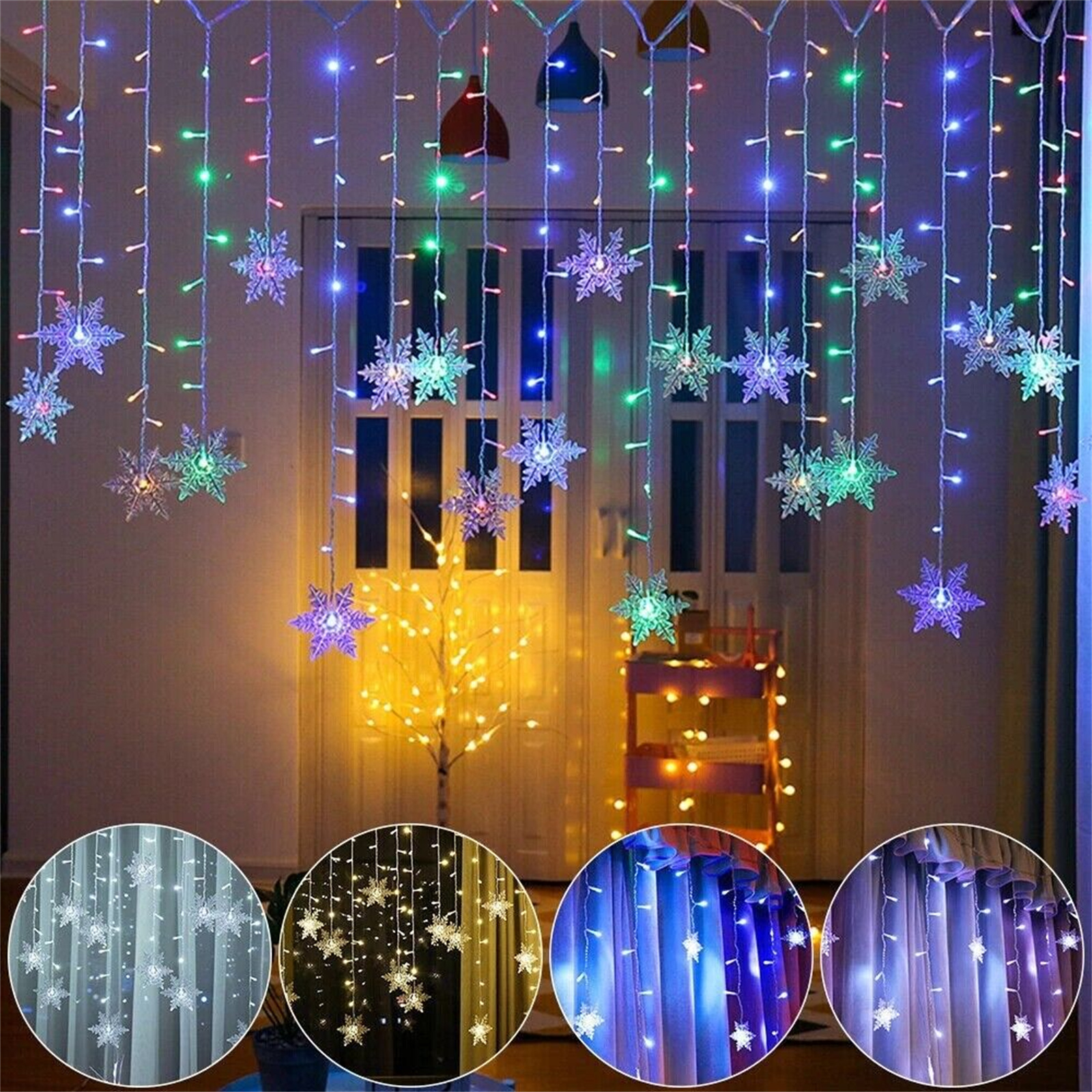 LED カーテンストリングライト 8 モード IP44 防水ウィンドウフェアリーライトクリスマスウェディングパーティーの装飾に最適