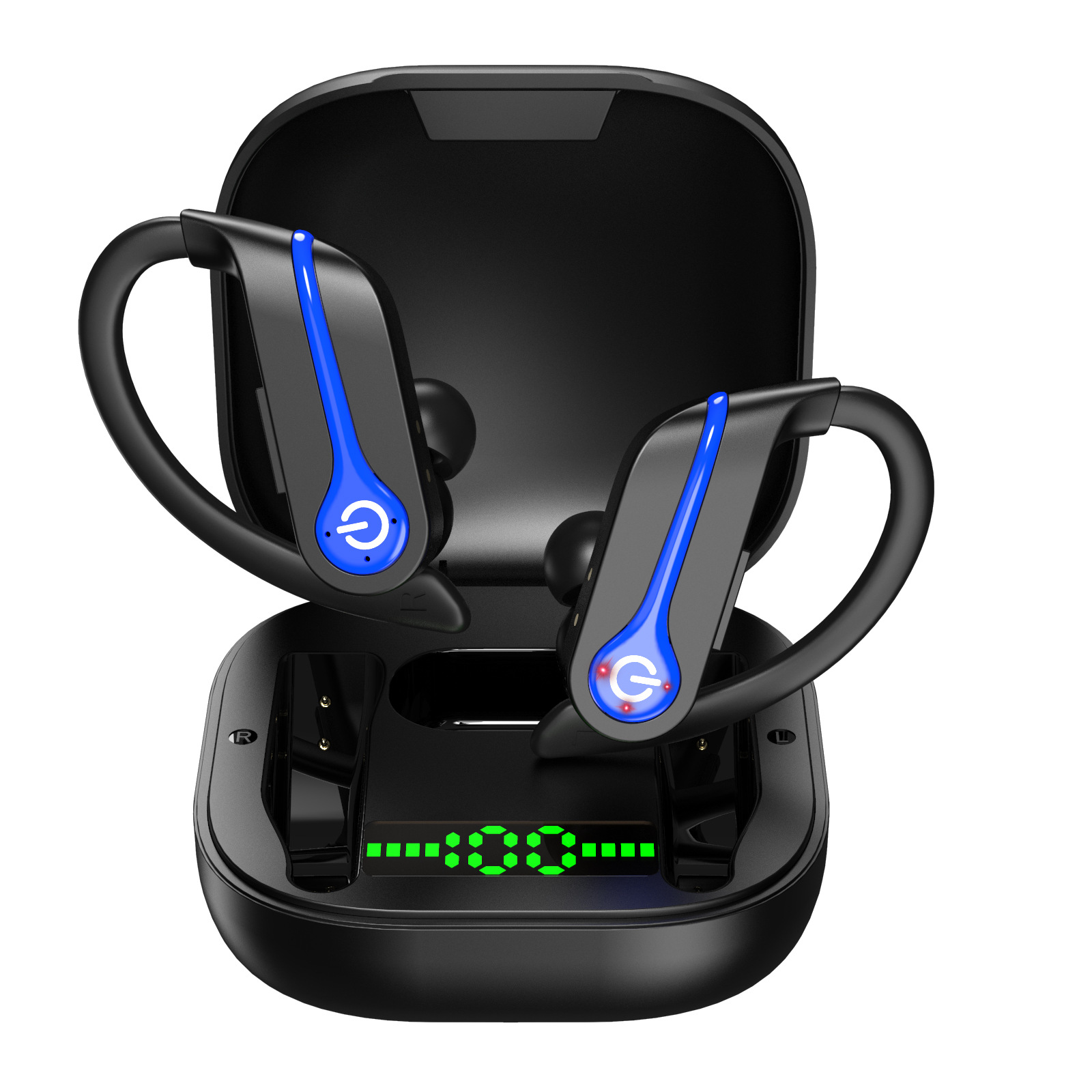 Tws Bluetooth対応ヘッドホン マイク付き スポーツ イヤーフック LEDディスプレイ ワイヤレス ハイファイ ステレオ イヤホン 防水 (q62-3