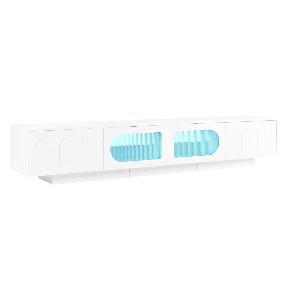 With Fluted Tempered Glass Doors For Tvs Up To 95 Inch For Living Room