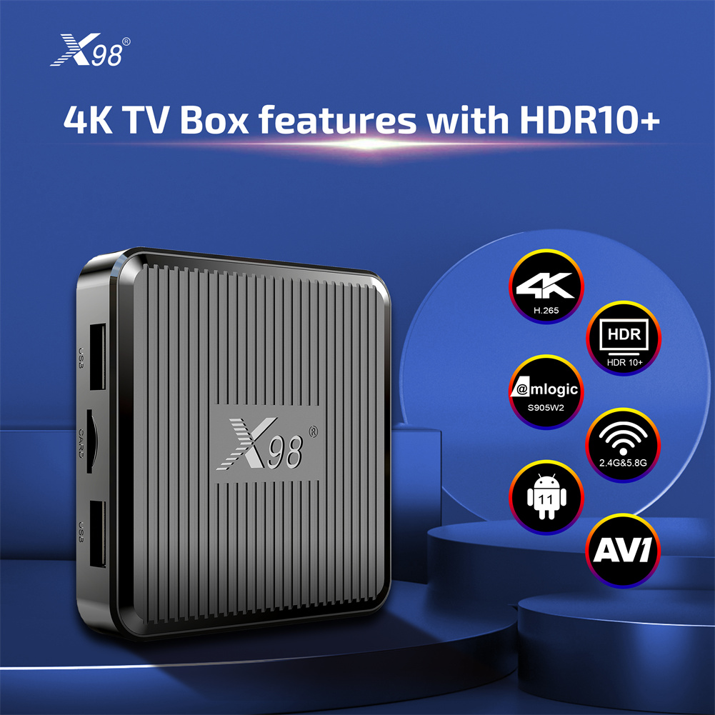 X98q セット トップ ボックス S905w2 Android 11.0 クアッド コア 2.4g 5g デュアル周波数スマート TV ボックス 4k Hd ネットワーク メデ