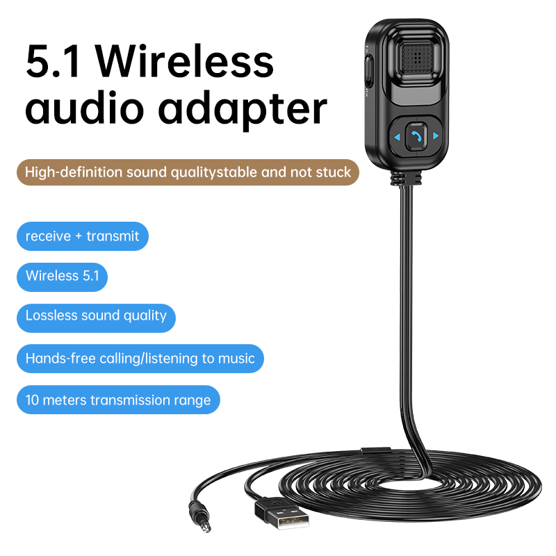 Usb Bluetooth 対応 5.1 ワイヤレス オーディオ レシーバー アダプター ハンズフリー通話 音楽ドングル マイク付き