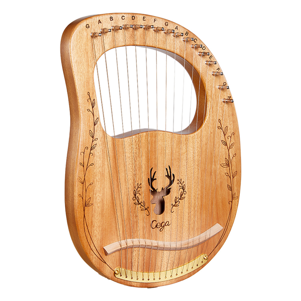 16弦 ライアーハープ 木製 竪琴 弦楽器 心癒す 金属弦 セット 子供用 初心者向け 16音 トナカイパターン 楽器