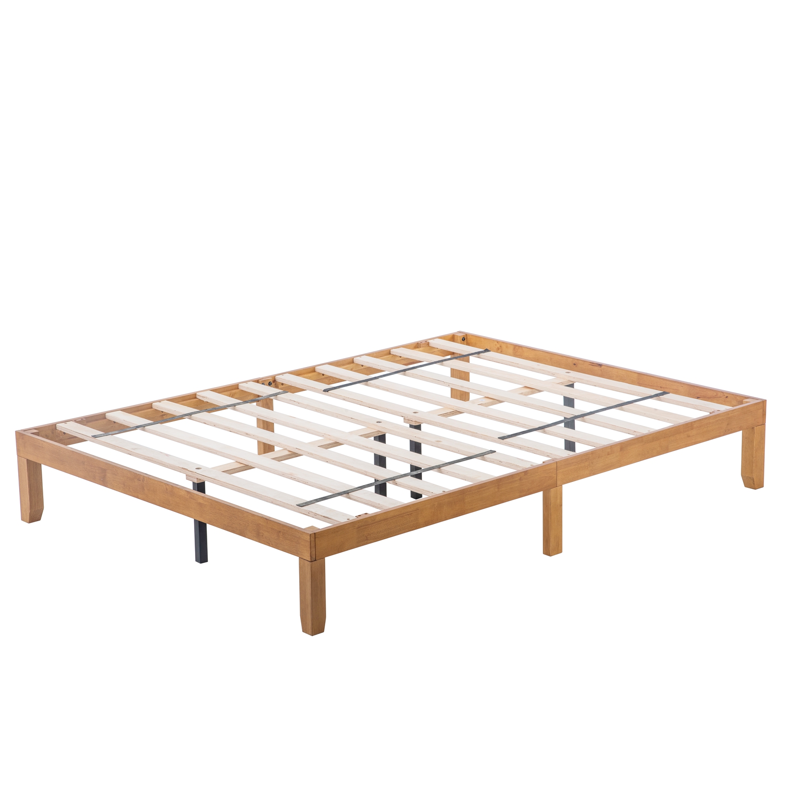 King Queen Size Bed Frame Solid Wood Platform Modern Farmhouse Mid Century