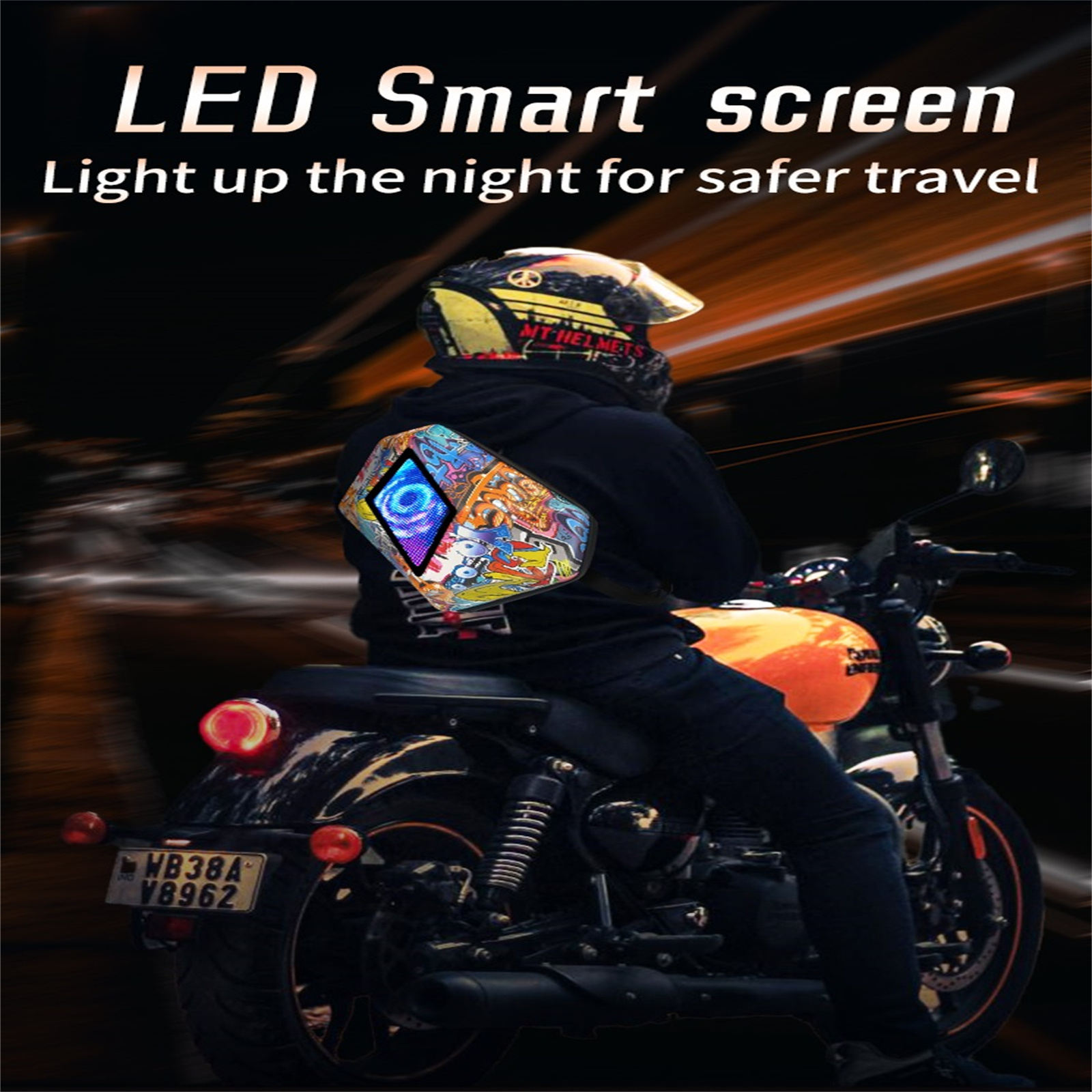 LED クロスボディバッグ 調節可能なショルダーストラップ カラースクリーン付き プログラム可能サッチェル スマートバッグ オートバイバ