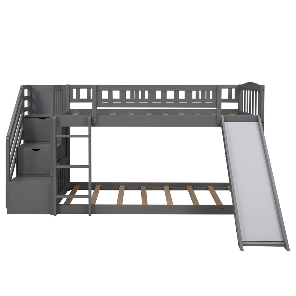Stairway Twin Over Bunk Bed With, Basketball Bunk Bed With Slide