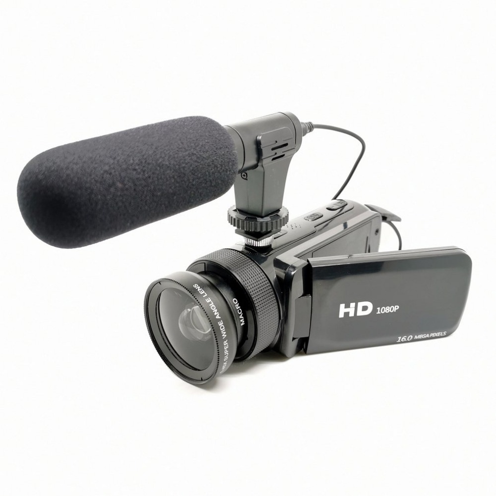D100 Hd 1600 万ピクセル デジタル ビデオ カメラ、広角レンズ マイク付き 手ぶれ補正ハンドヘルド Dv ビデオカメラ