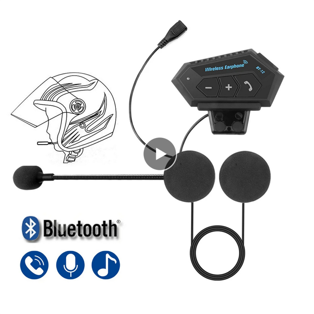 Bt12 オートバイ ヘルメット ヘッドセット ワイヤレス Bluetooth 対応 ハンズフリー ヘッドフォン ステレオ ミュージック スピーカー