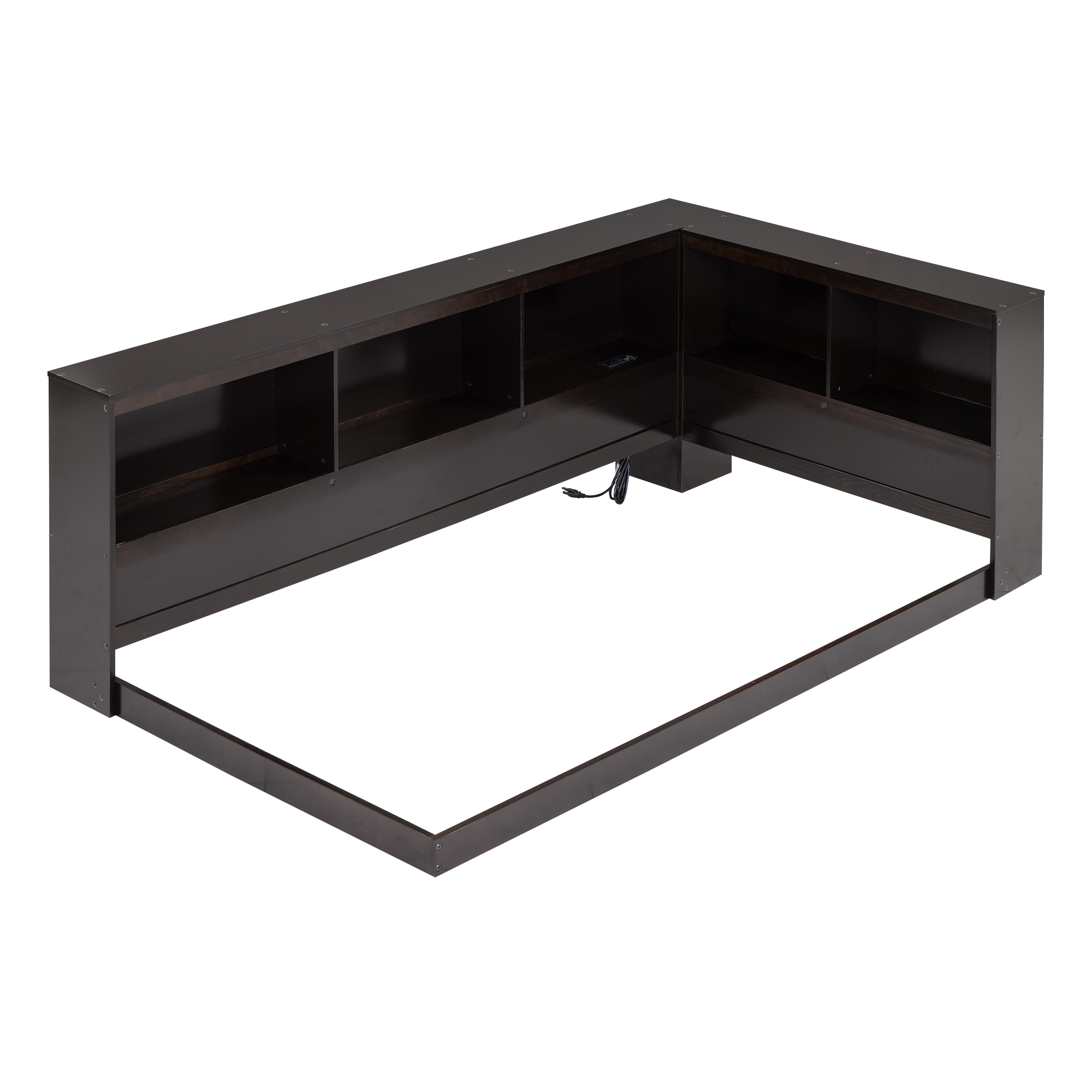 Twin Size Daybed Solid Wood Twin Platform Bed Frame With Storage Cabinets USB