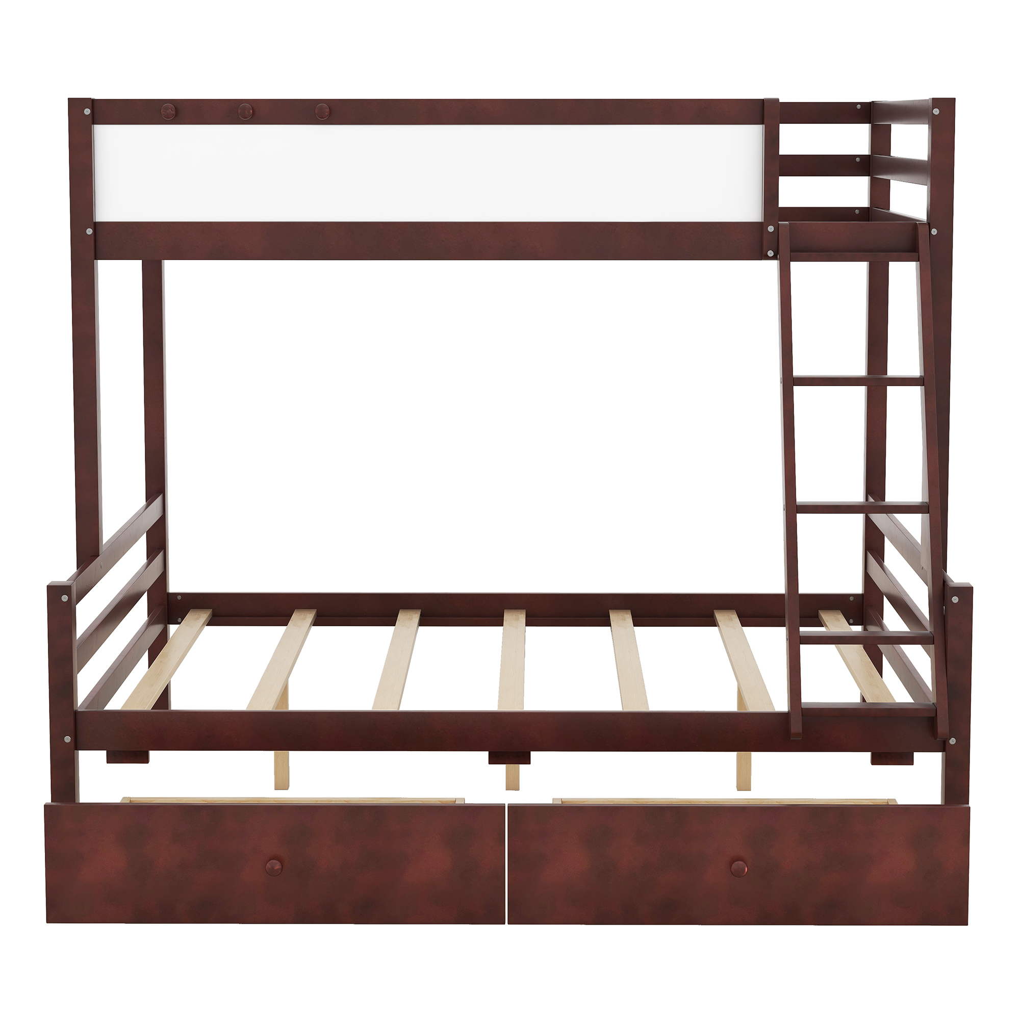 Twin Over Full House Bunk Bed Wooden Bed Frame with Two Storage Drawers Kid Teen