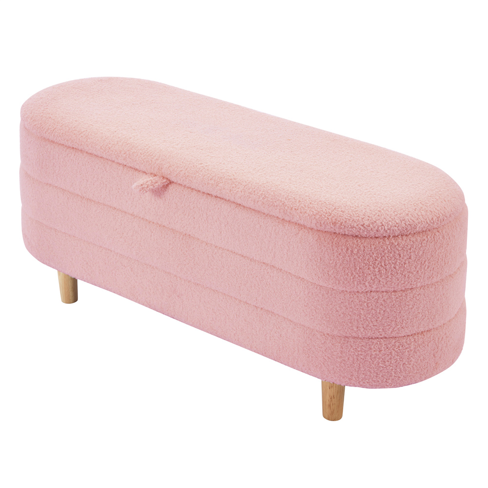 Modern Upholstered Storage Ottoman Bench Folding Chest Footrest Stool with Lid - Picture 18 of 18