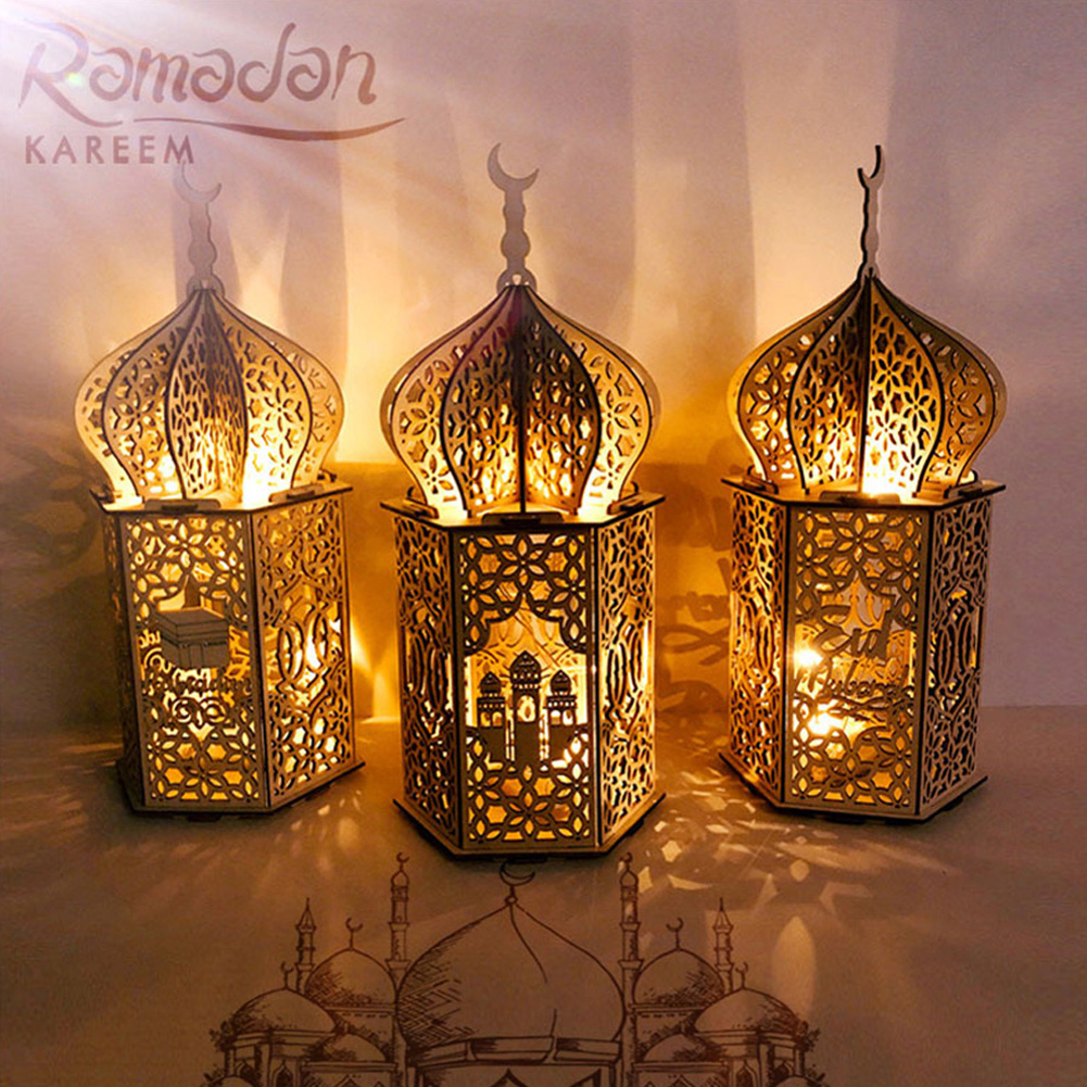 イスラム教徒の祭りのための木製の装飾品の装飾的なLEDライトパーティー用品イードムバラク装飾