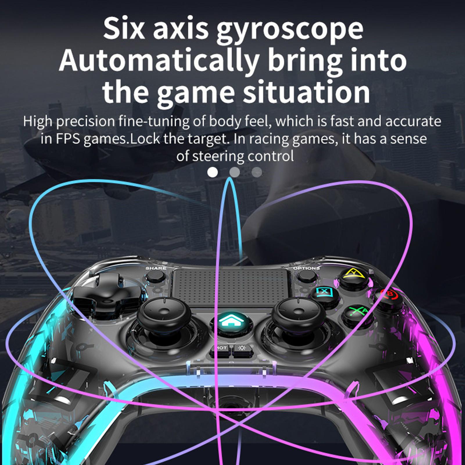 ワイヤレス ゲーム コントローラー PS4 ゲーム コンソール用 Bluetooth 互換 ゲームパッド ジョイスティック RGB ライト付き