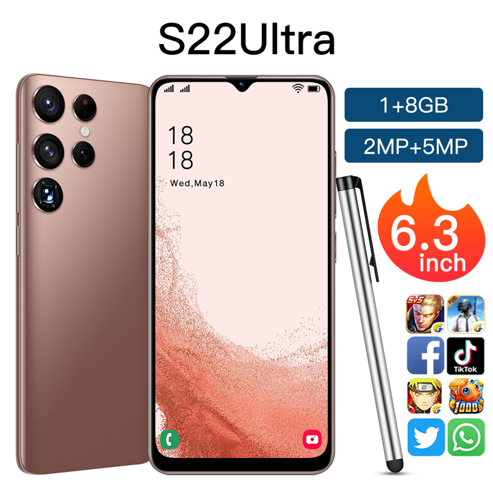 S22Ultra 6.3-inch Smartphone FHD Large Screen 2MP+5MP Camera 3000mah Battery Face Recognition Cellphones (1+8GB)