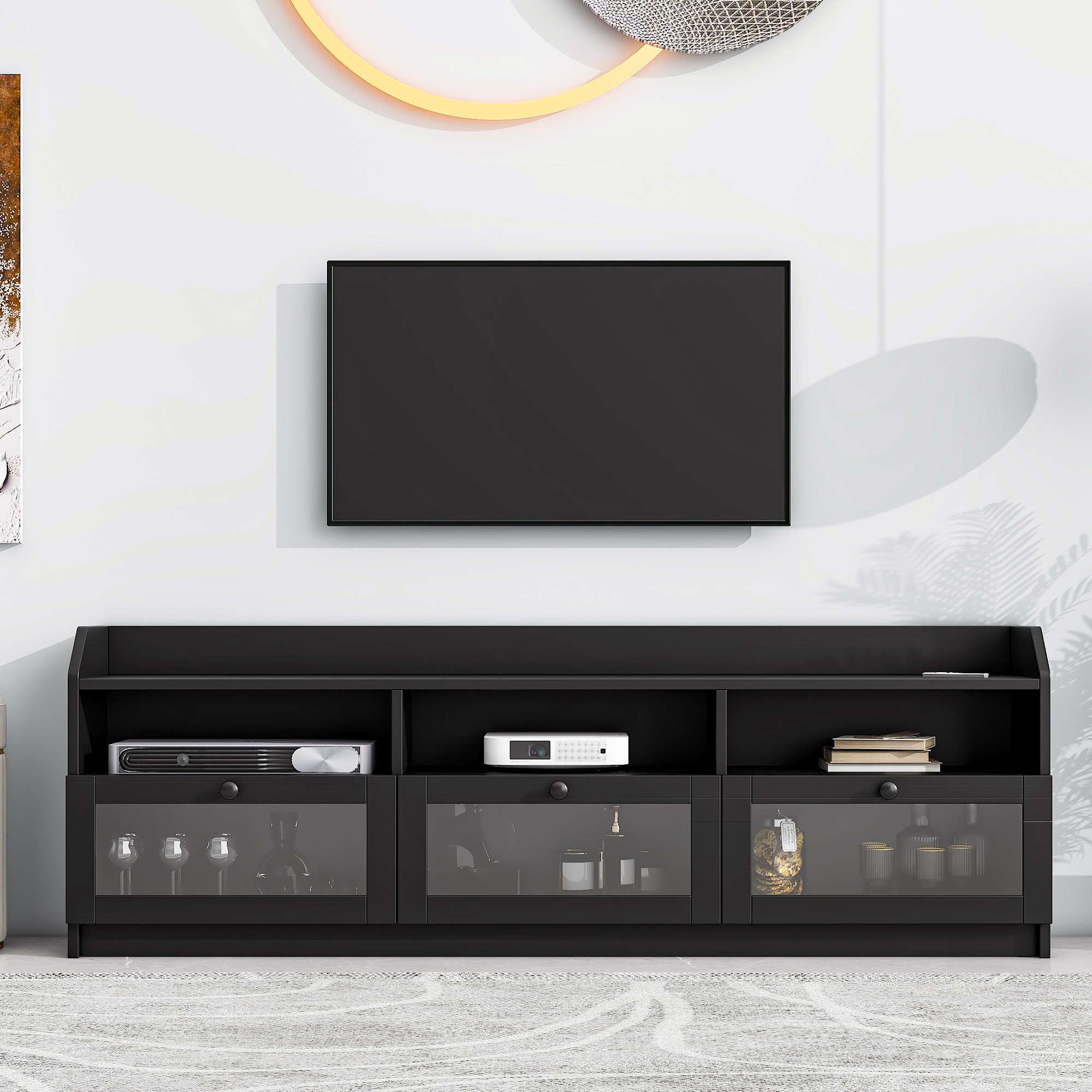 TV Stand For TVs Up To 65" Modern Entertainment Center Large Storage Capacity