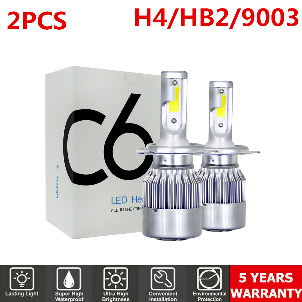 2 PCS COB H4 C6 48800LM 488W LED Car Headlight Kit Hi//Lo Turbo Light Bulbs 6000K