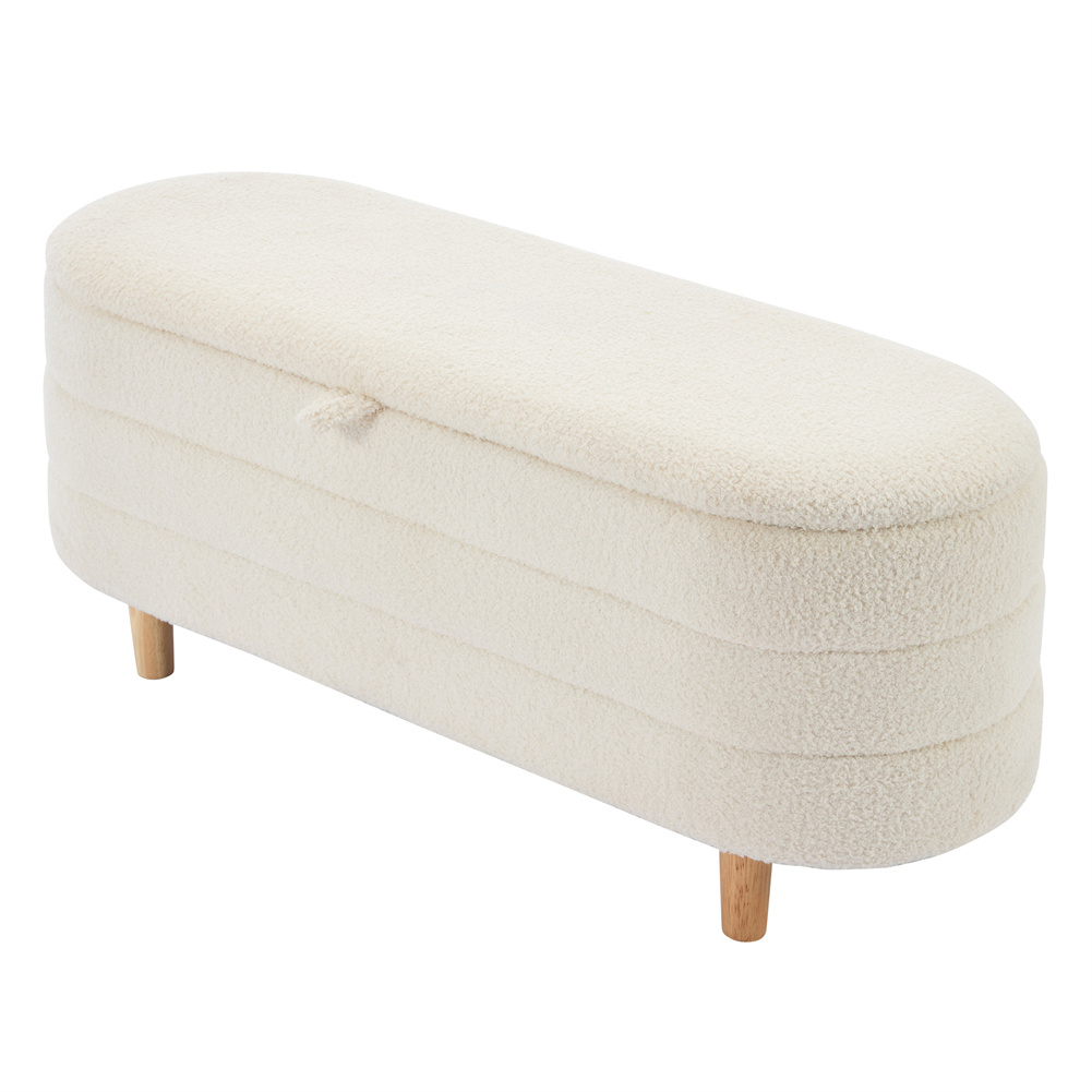 Modern Upholstered Storage Ottoman Bench Folding Chest Footrest Stool with Lid - Picture 17 of 18