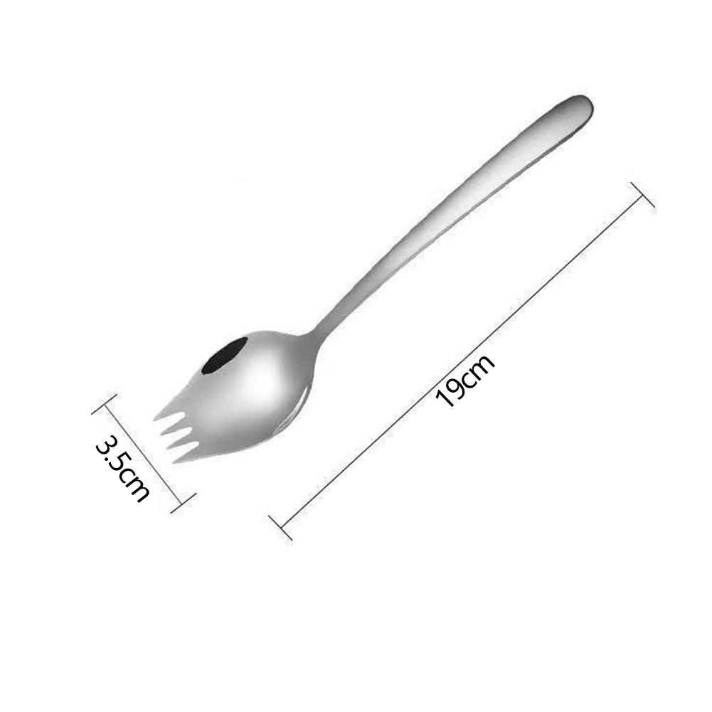 Description Picture 3 of item2 In 1 Spoons Forks Stainless Steel Sporks Ice Cream Spoon Salad Forks Reusable Fruit Appetizer Dessert Forks Salad Flatware