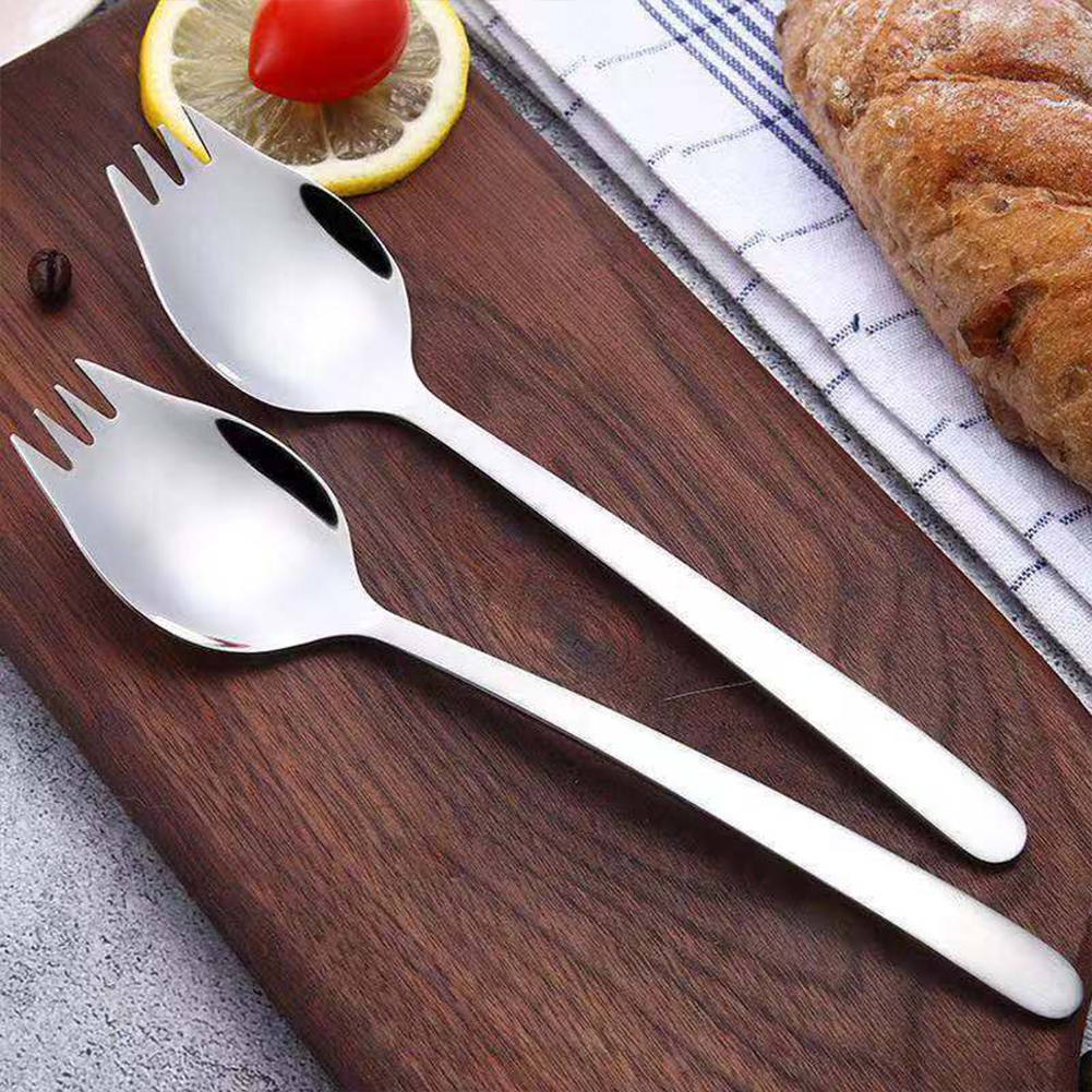 Description Picture 2 of item2 In 1 Spoons Forks Stainless Steel Sporks Ice Cream Spoon Salad Forks Reusable Fruit Appetizer Dessert Forks Salad Flatware