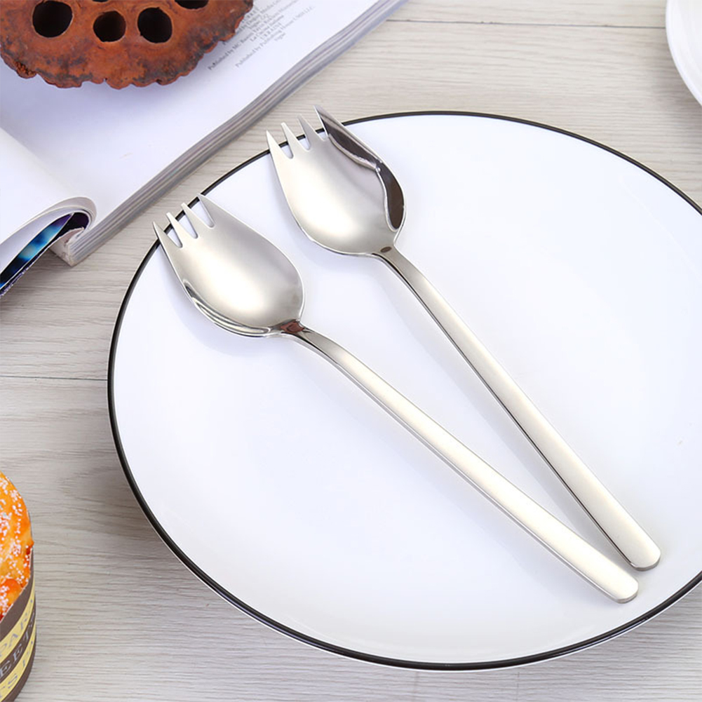 Description Picture 5 of item2 In 1 Spoons Forks Stainless Steel Sporks Ice Cream Spoon Salad Forks Reusable Fruit Appetizer Dessert Forks Salad Flatware