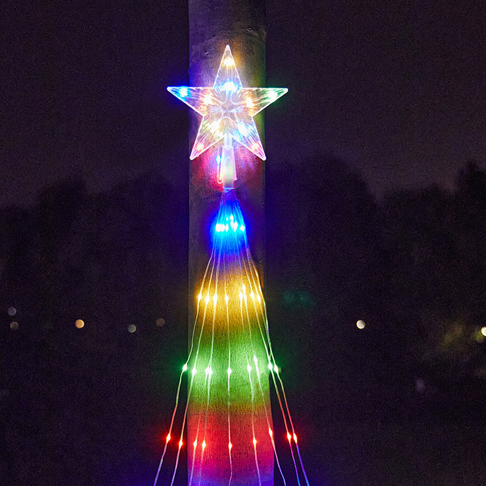 クリスマスツリー滝ライト 8 モード Led スターストリングライト窓カーテン屋外ガーデン休日の装飾