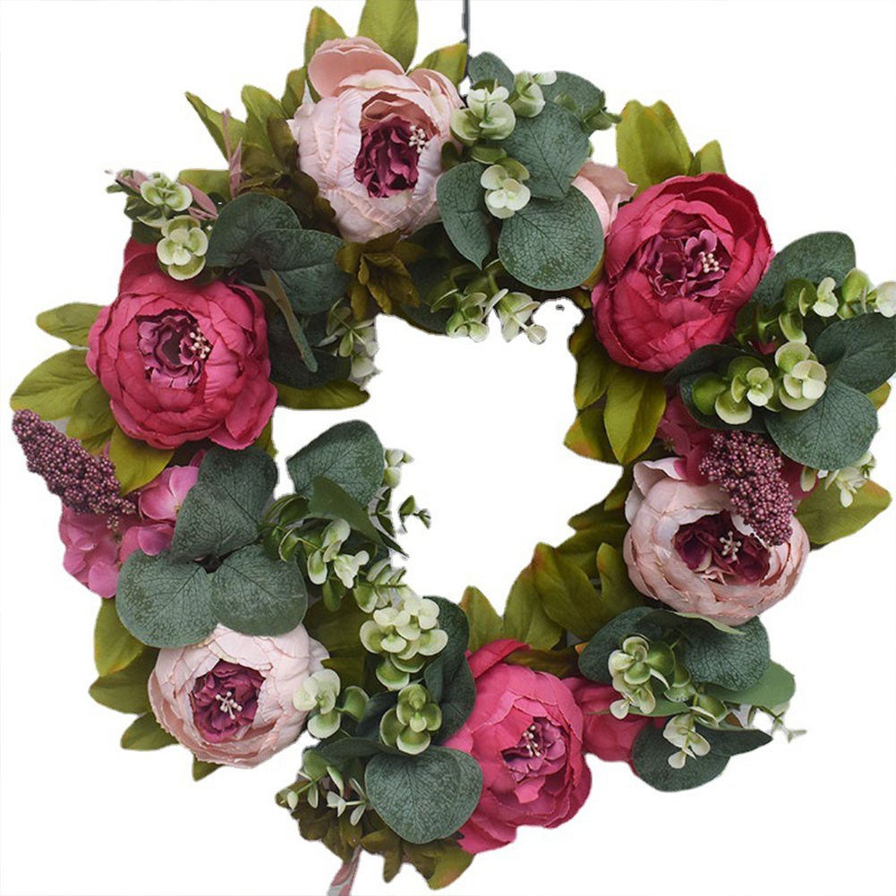 Artificial Rose Flower Wreath Door Hanging Peony Garland Wedding Home Decor US 