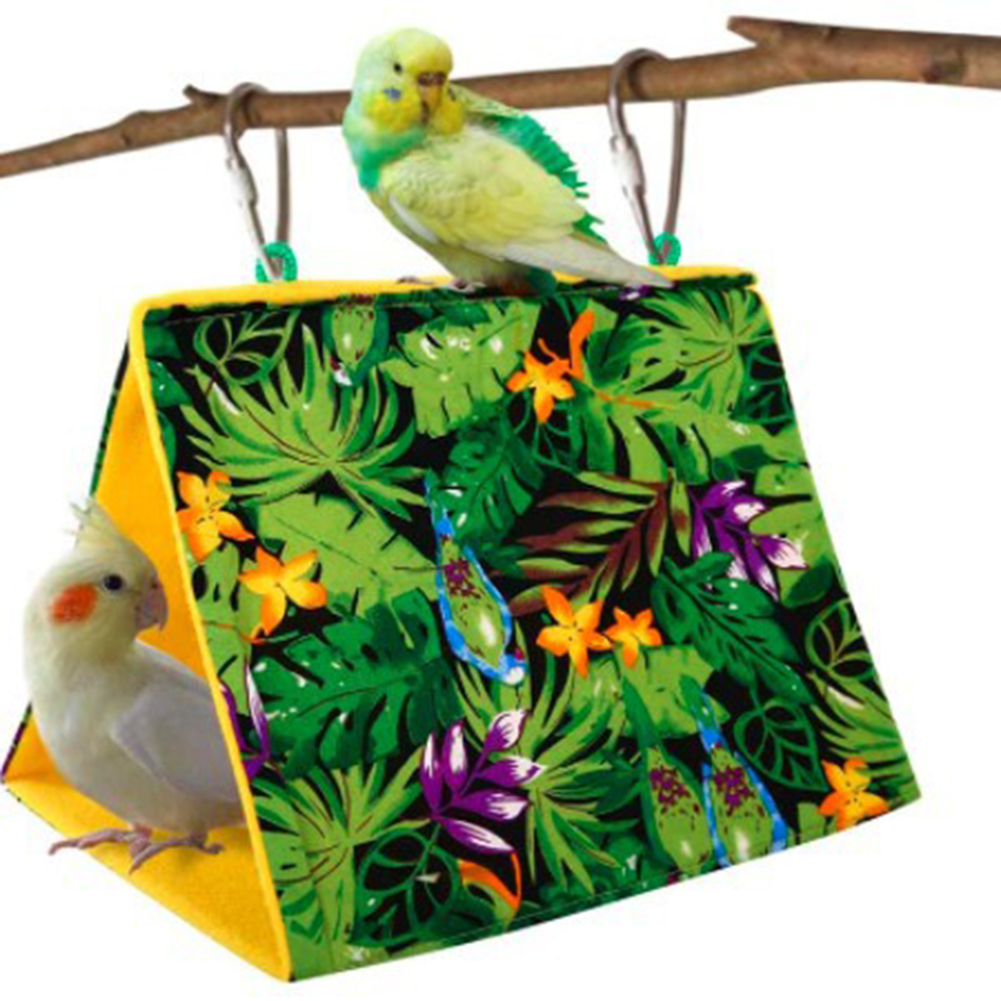 Bird Parrot Hammock Hanging Cave Cage Plush Snuggle Happy Hut Tent Bed Bunk Toy 