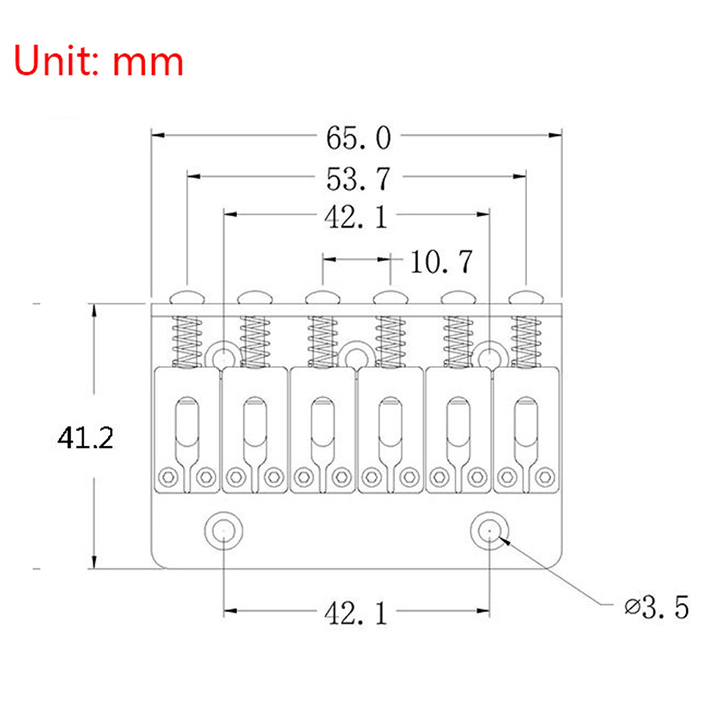 Description Picture 6 of item6-string 65mm Electric Guitar Hardtail Fixed Bridge Ball String Code Tail Pipe Top-load Bridge Compatible For Strat Tele