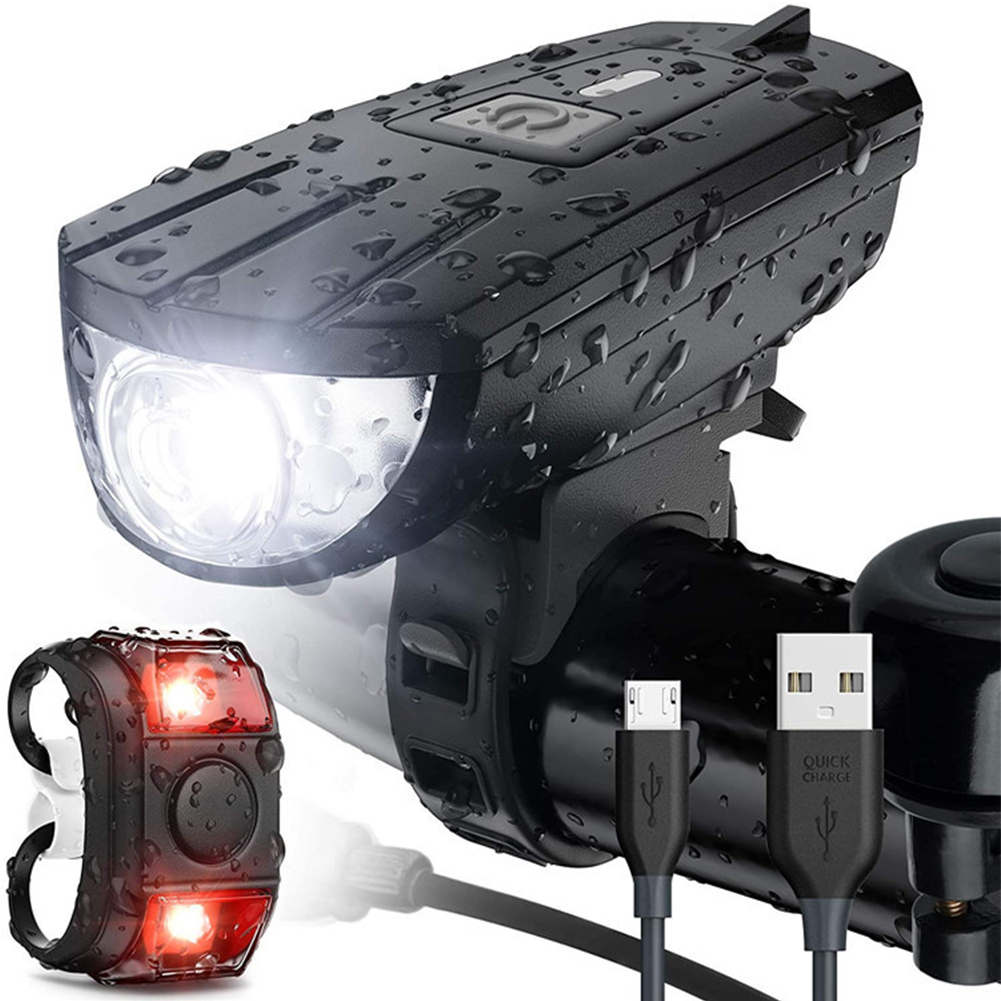 LED自転車ヘッドライトUSB充電式警告カエルランプテールライトセット