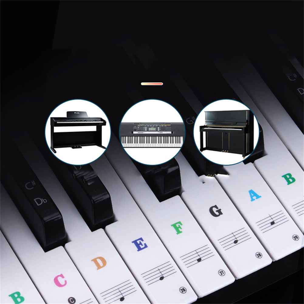 透明な取り外し可能な音楽デカール ノート ピアノ キーボード ステッカー カラフルなピアノ ノート ステッカー