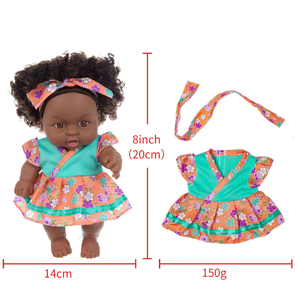 8 Inch African Black Baby Doll Realistic Cute Lifelike Play Doll With Clothes For Kids Perfect For Birthday Gift