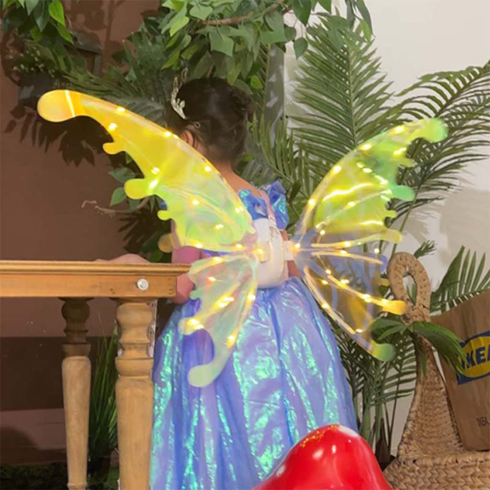 女の子電気蝶の羽音楽ライト光る光沢のあるドレスアップ移動妖精の羽誕生日結婚式クリスマス