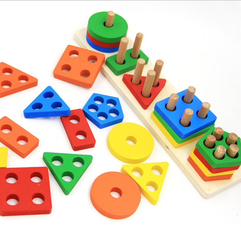 木製 おもちゃ 1-3歳 幼児 色認識 スタッカー 形状選別機 教育 ビルディングブロック おもちゃ