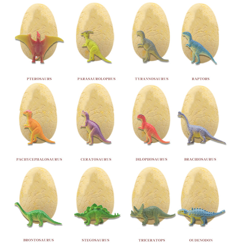 12個/箱プラスチック製の恐竜の卵モデル発掘探査玩具セット考古学科学用の恐竜掘りキット