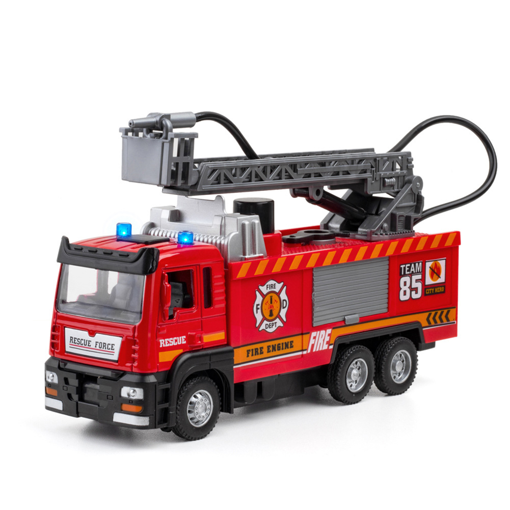 シミュレーション1:32消防はしご合金車モデル装飾サウンドライトスプレー機能子供用車のおもちゃ