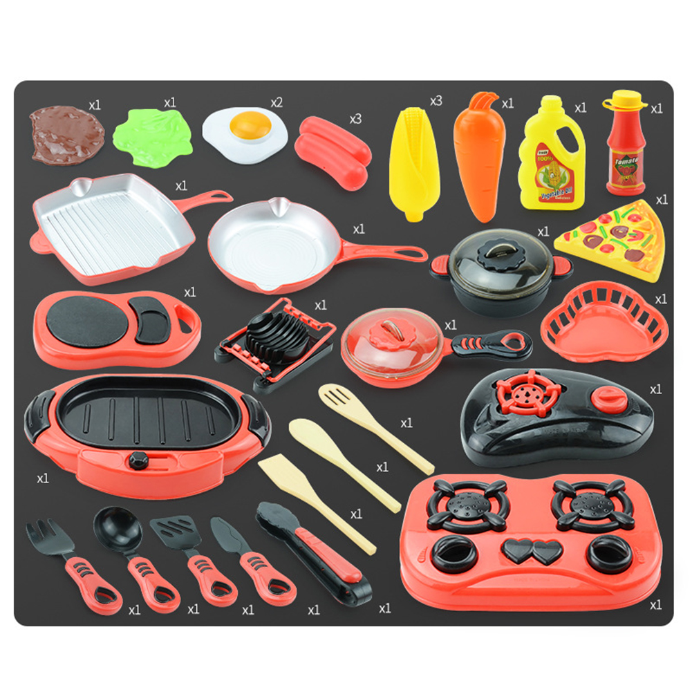 34個/バッグミニキッチン食器おもちゃセット色付きプレイハウスシミュレーション食品モデルベビークッキング小道具子供のための誕生日プ