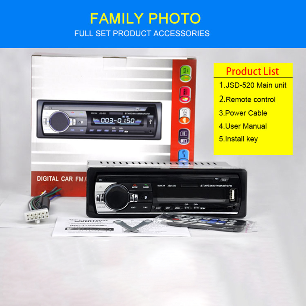 Bluetooth Car Stereo Fm Aux Input Receiver Sd Usb Mp3 Radio Player