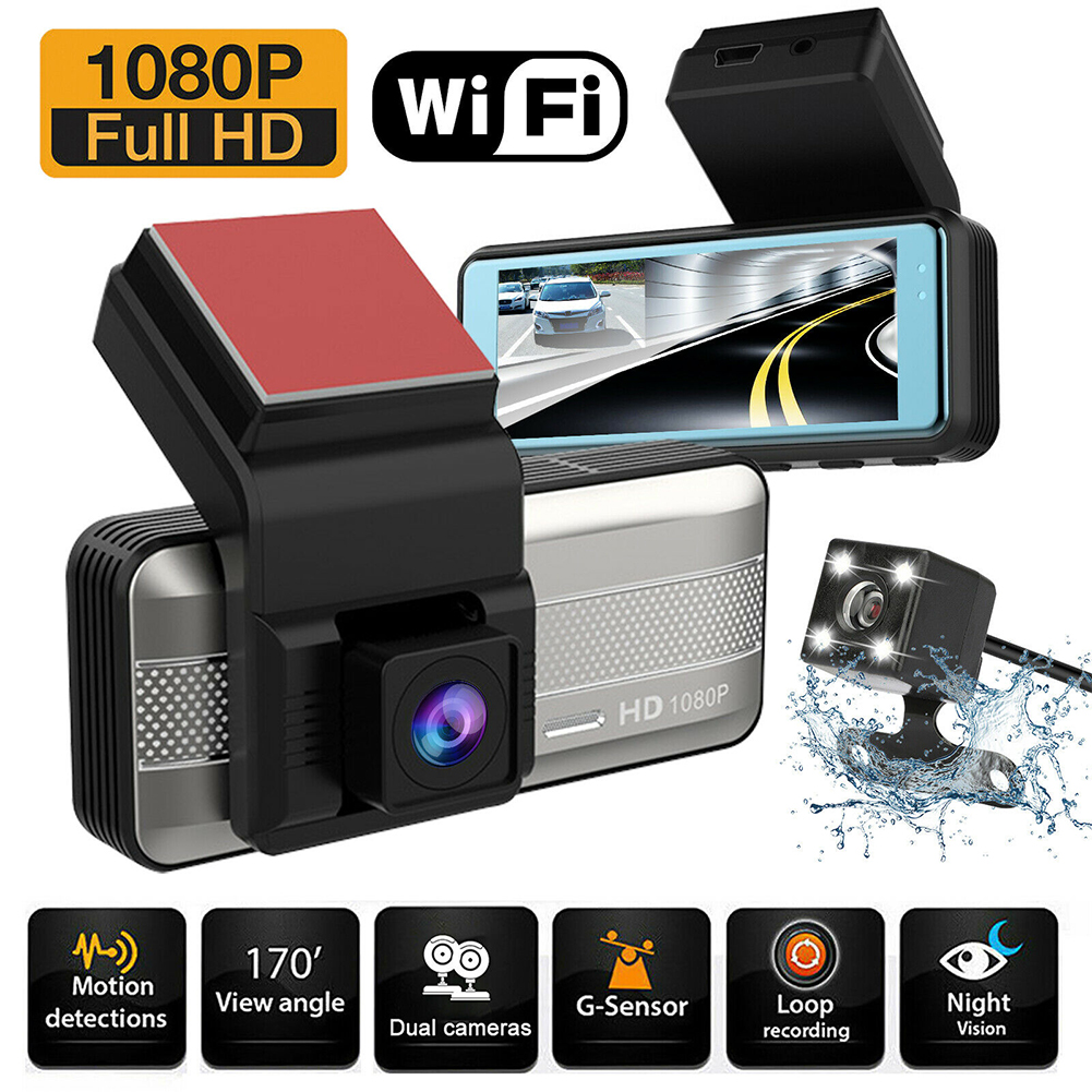 車 3.16 インチ 1080p Wifi ドライブ レコーダー デュアル録画ナイト ビジョン 24 時間監視広角 Hd ビデオ レコーダー ダッシュ カメラ