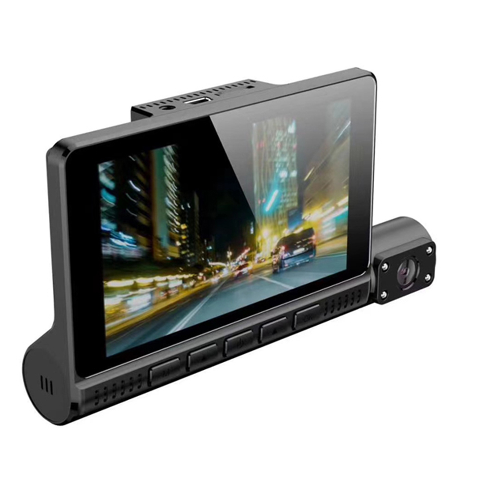車のダッシュ カム 4 インチ Ips Hd スクリーン赤外線ライト ドライビング レコーダー 1080p 3 レンズ タッチ ビデオカメラ