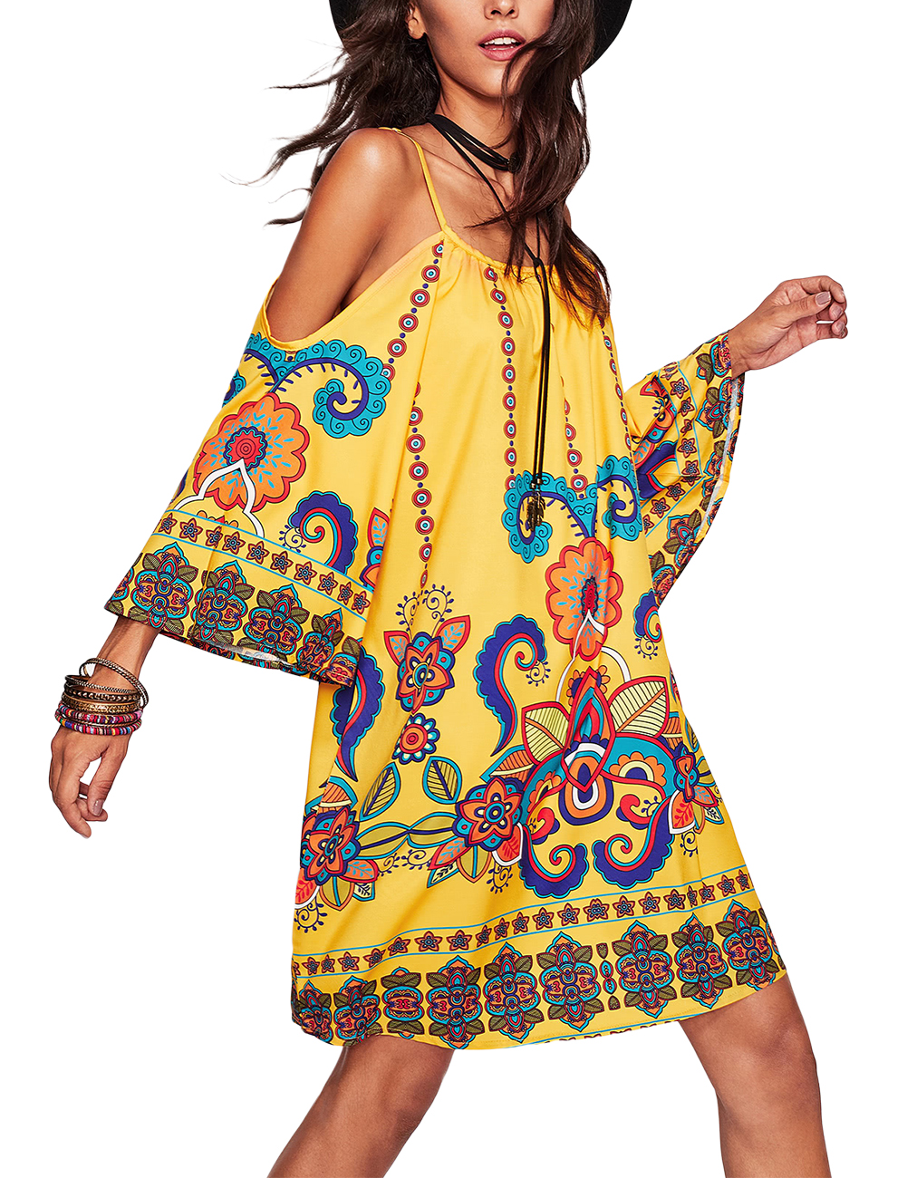 SweatyRocks Damen Bodycon Maxikleid Mit Blumenmuster - Boho Sommerkleid