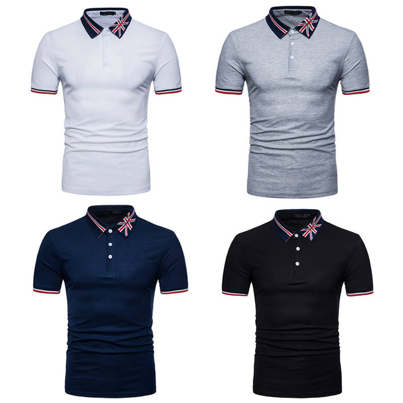 Stylish Men's Lapel Neck Casual T-Shirts Slim Fit Short Sleeve Pol ...