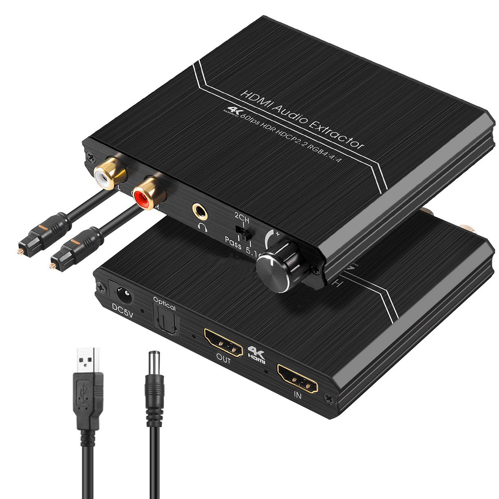 HDMI 互換 2.0 オーディオ エクストラクター R/l 出力ボリューム コントロールをサポート 4k/60hz Yuv オーディオ スプリッター コンバー