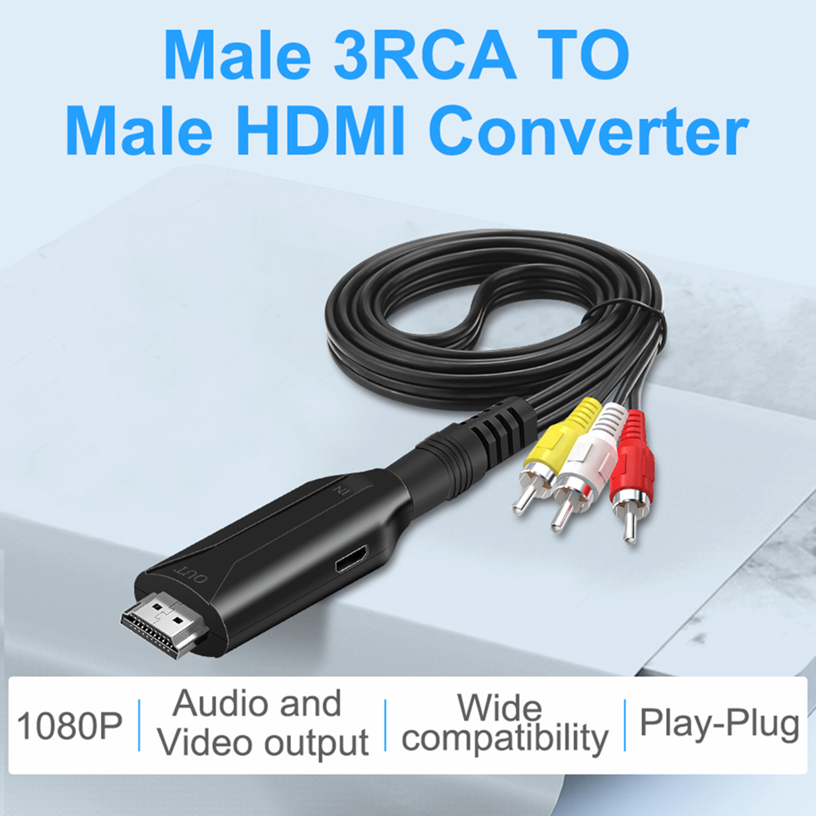 AV から Hdmi 互換のコンバーター ビデオ アダプター ケーブル 1080p 720p PC から TV セットトップ ボックス 3 色オス Rca ライン
